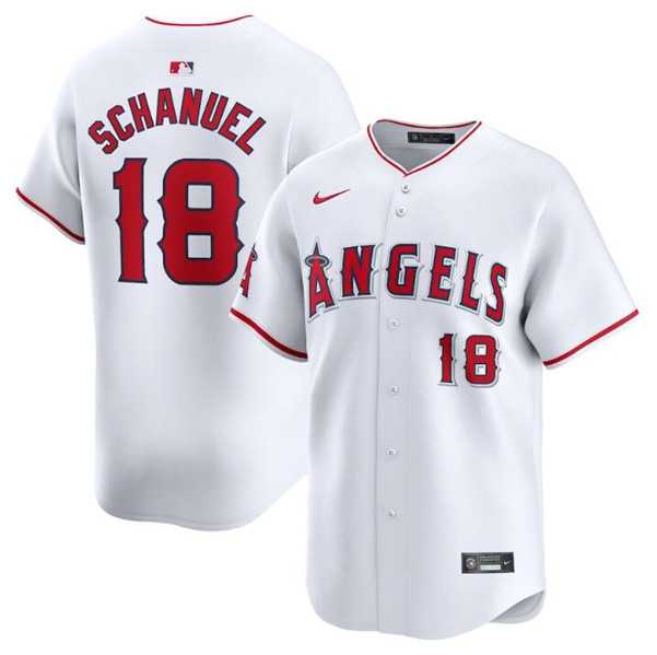 Mens Los Angeles Angels #18 Nolan Schanuel White Home Limited Baseball Stitched Jersey Dzhi->los angeles angels->MLB Jersey